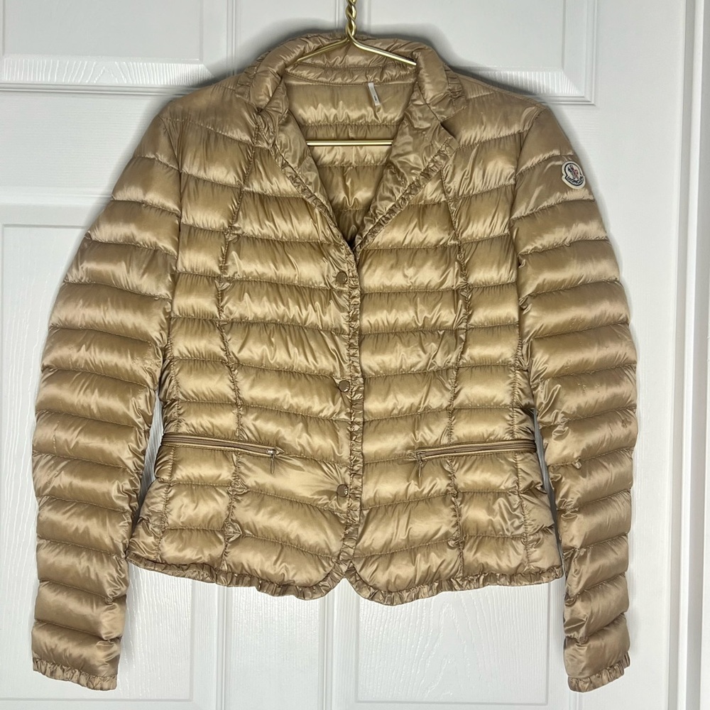 Moncler Down Light Gold Puffer Jacket Sz 3